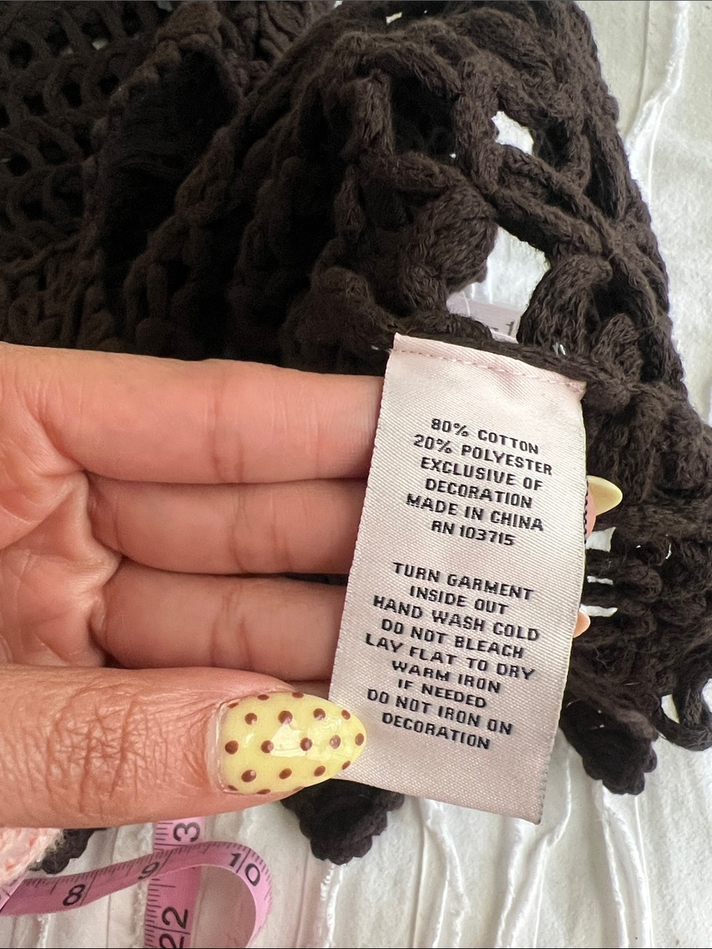 Nanette Lepore Brown Open-Knit Crochet Top - Picture 7 of 9